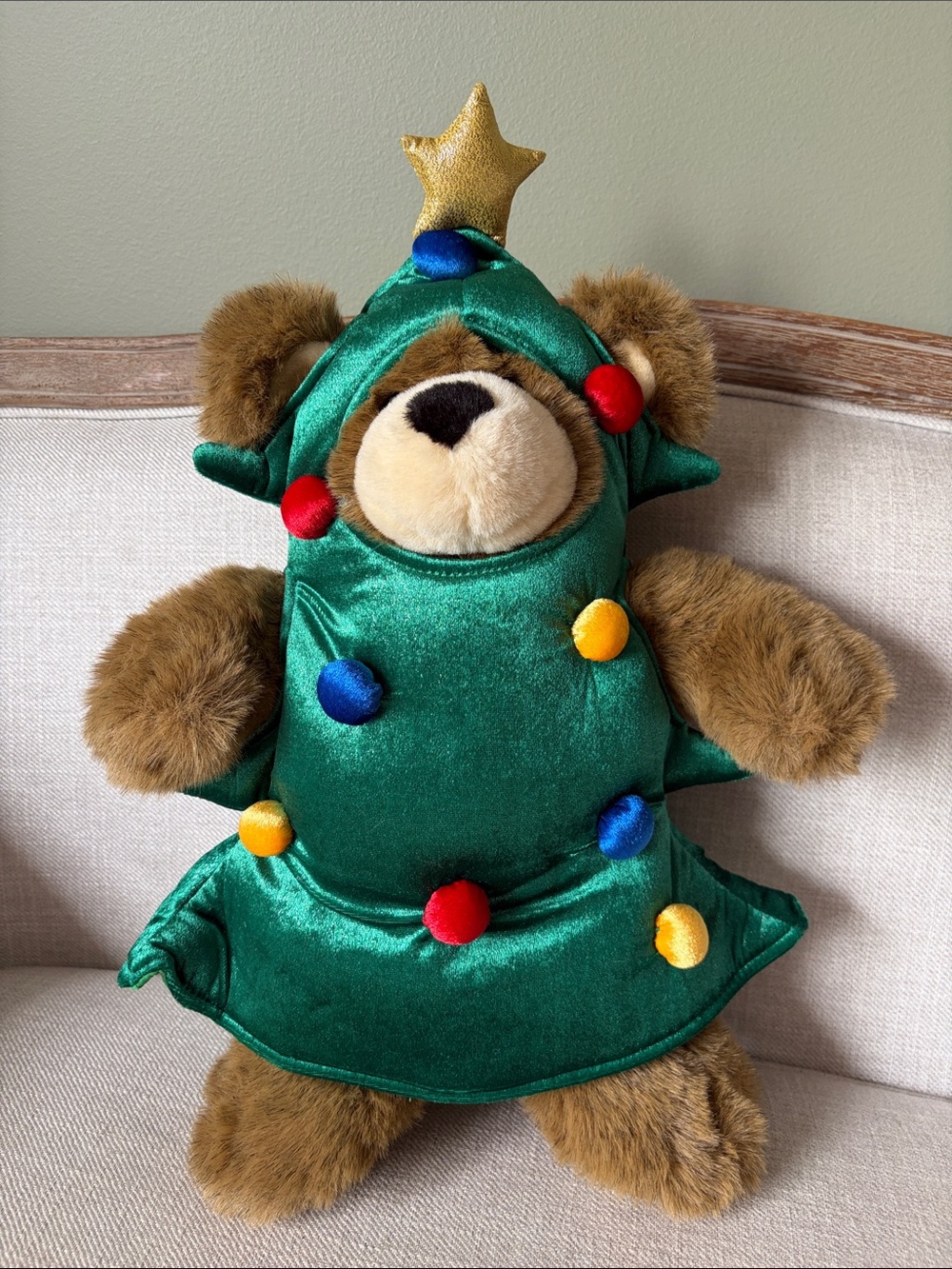 Vintage 90s Build-A-Bear Bearemy Mascot 1st Edition Plush Christmas Tree Outfit